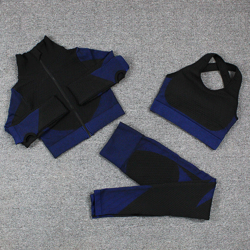Seamless Quick-drying Yoga Suit Outerwear Three-piece Set
