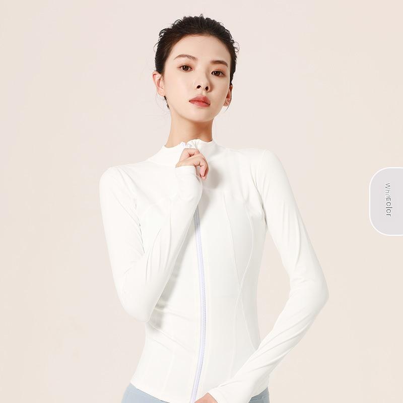 Yoga Clothes Sports Jacket Nylon Long Sleeve Stand Collar Zipper Running Fitness Clothes