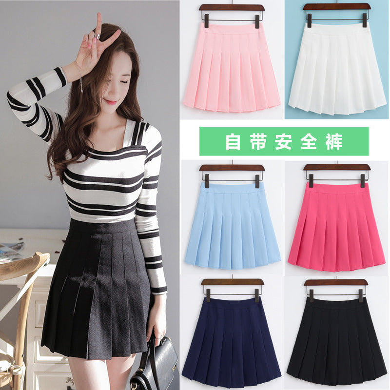 Spring and summer new Japan and South Korea high waist wild college wind white aa pleated skirt skirt tennis skirt skirt female skirt