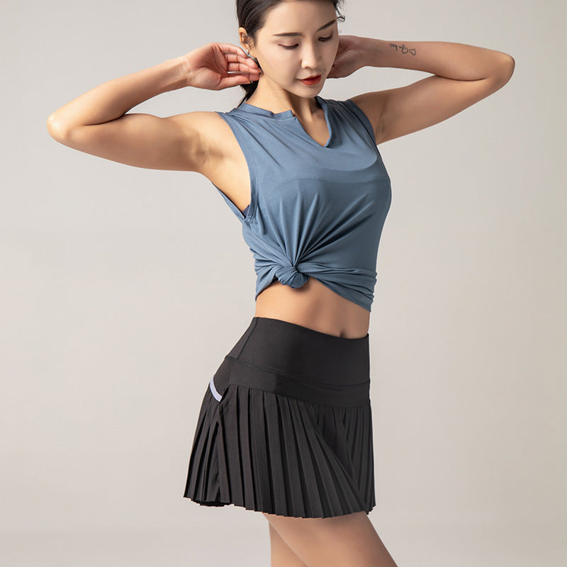 A-Line Slim Half-Length Pleated Skirt Anti-Light Fast-Drying Tennis Skirt