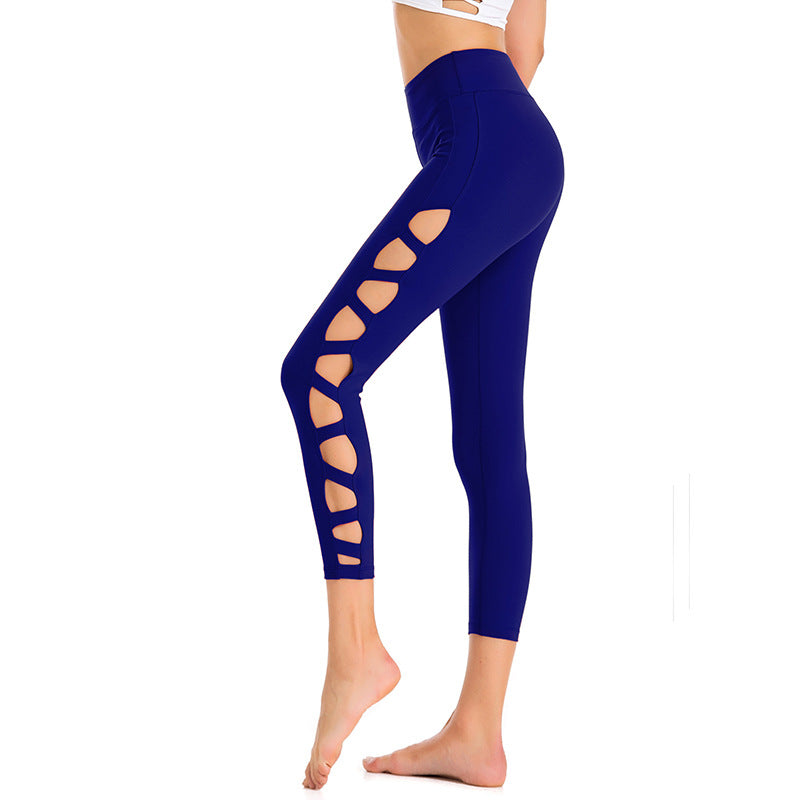 Yoga Clothes Hollow Sexy 7-Point Pants Fitness Sweatpants Quick-Drying Professional Yoga Cropped Pants