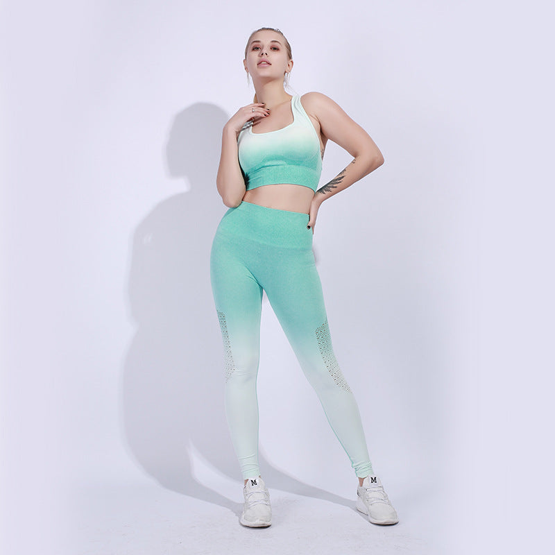 Tie-dye gradient seamless yoga wear hollow yoga pants