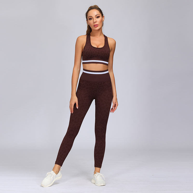 Yoga Clothes High Waist Seamless Trousers Tight Sports Bra Set Women