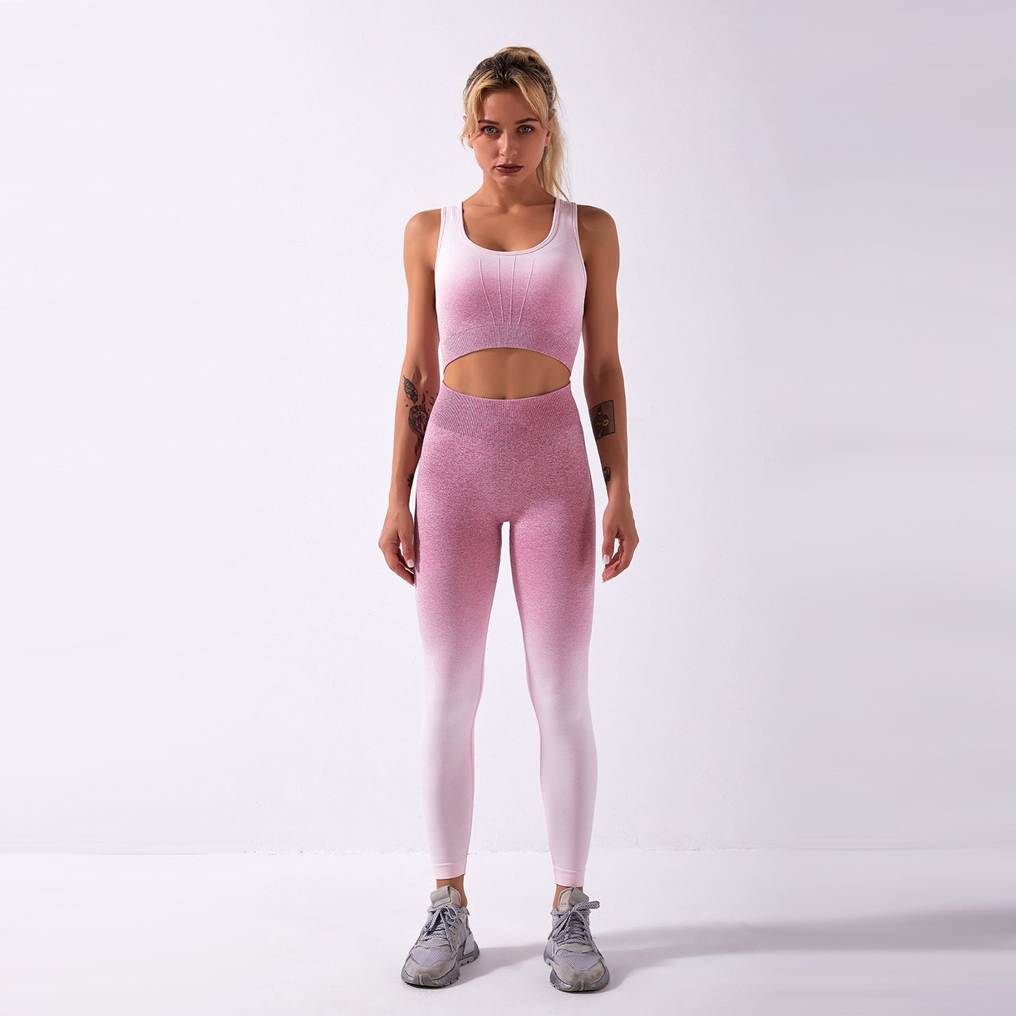 Tie-dye gradient seamless yoga wear hollow yoga pants