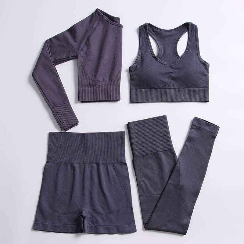 Seamless Yoga Suit Sports Knitted Four-piece Yoga Suit