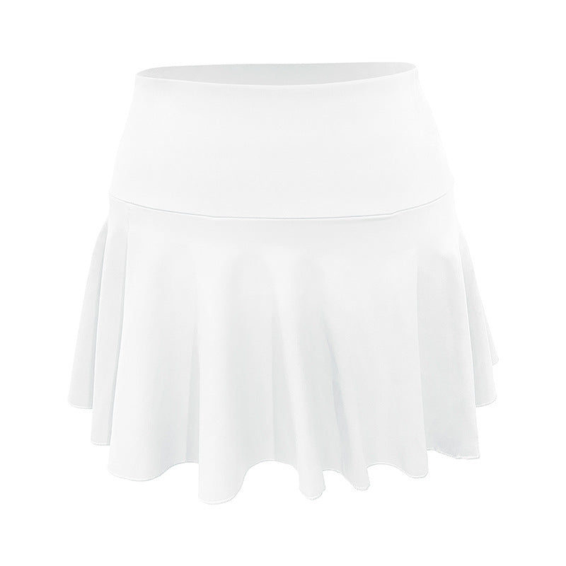 Nude Fake Two-piece Pleated Sports Tennis Skirt