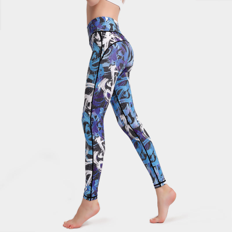 Quick-drying printed yoga pants