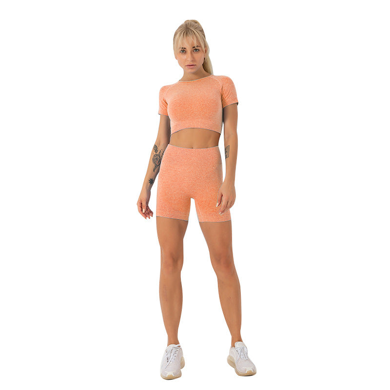 Solid Color Sports Shorts Short Sleeve Yoga Suit