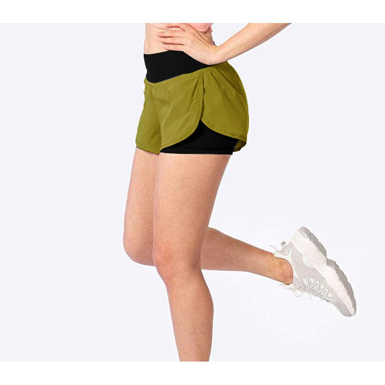 Yoga Fake Two-piece Double-layer Anti-light Shorts