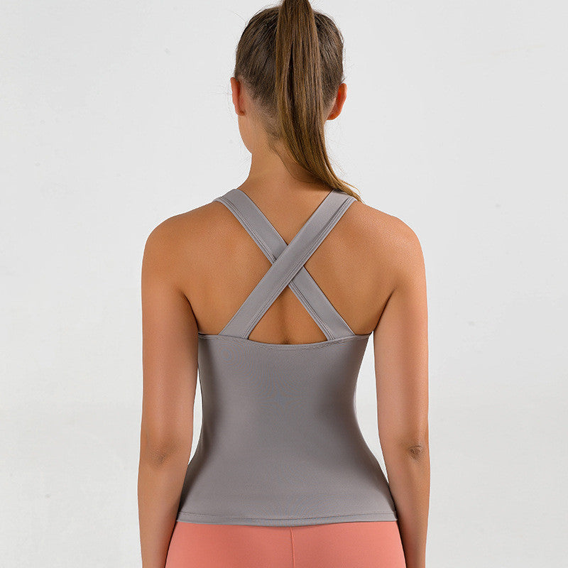 New Style Yoga Vest Women's Shockproof Outer Wear With Chest Pad