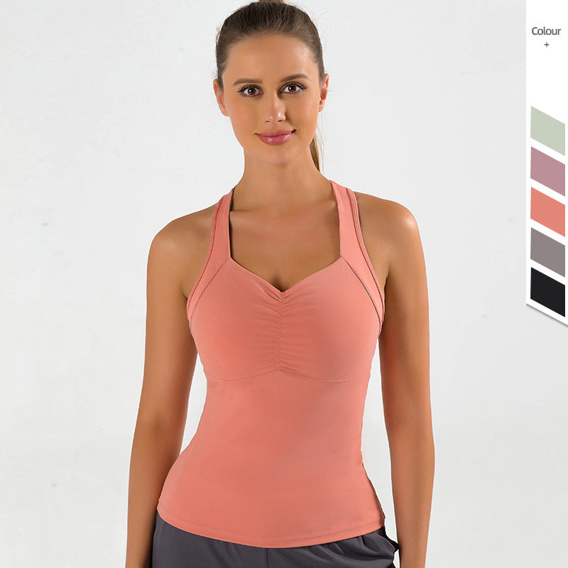 New Style Yoga Vest Women's Shockproof Outer Wear With Chest Pad