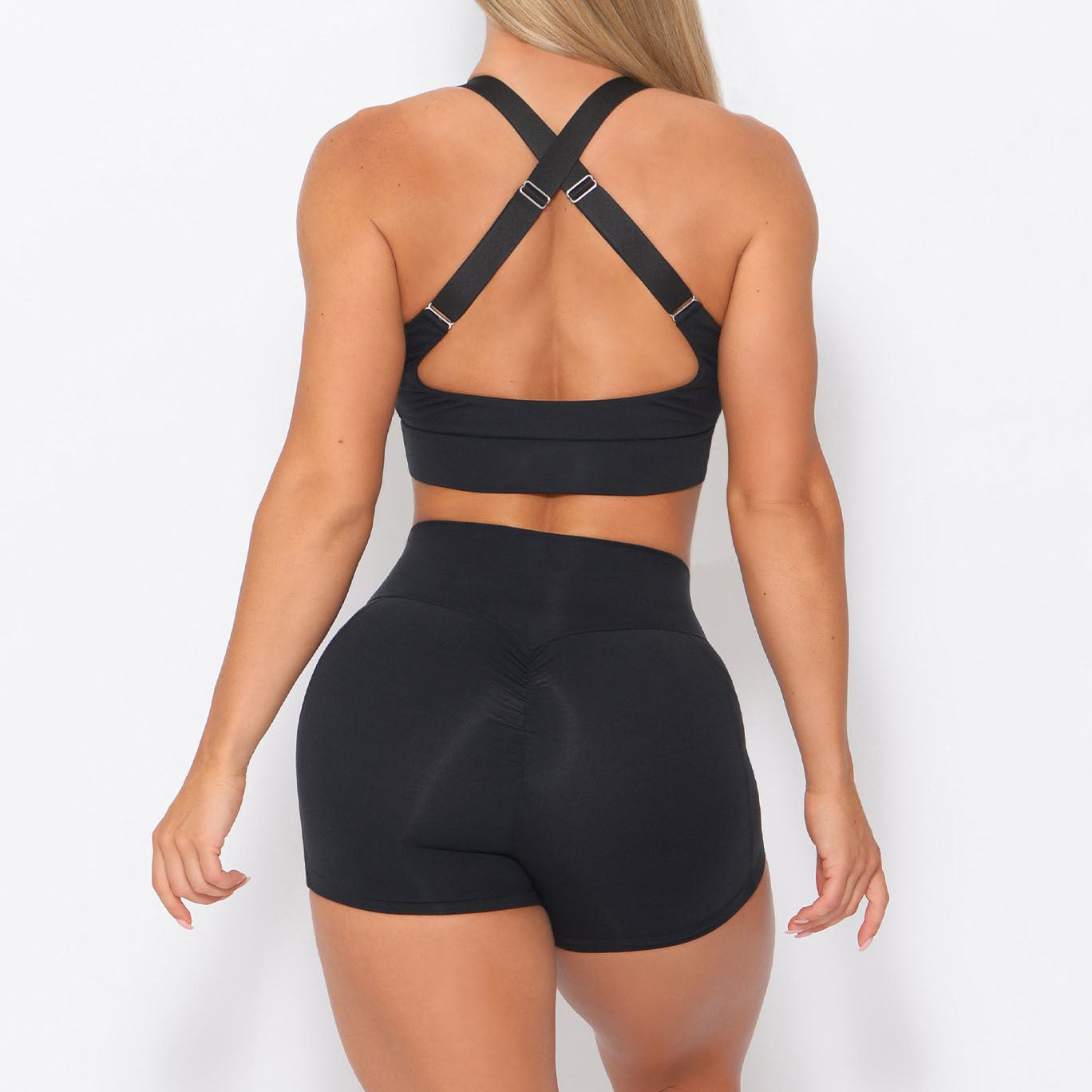 Women's Solid Color Bra Shorts Yoga Set