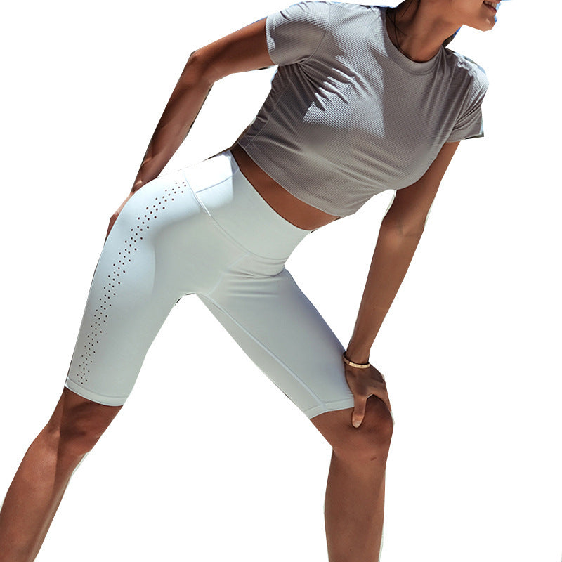 Hollow Breathable Slim Hip Yoga Shorts