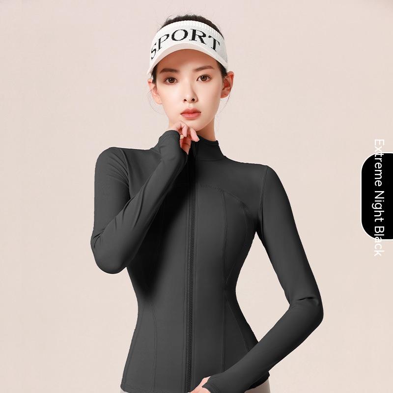 Yoga Clothes Sports Jacket Nylon Long Sleeve Stand Collar Zipper Running Fitness Clothes