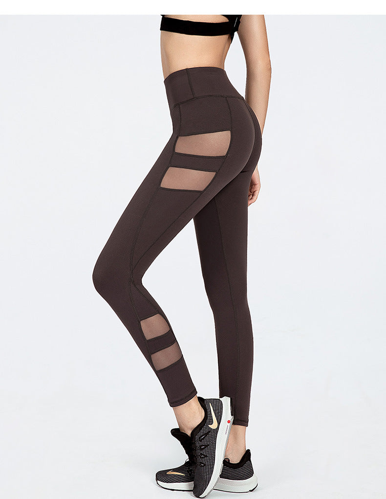 Yoga pants female mesh stitching