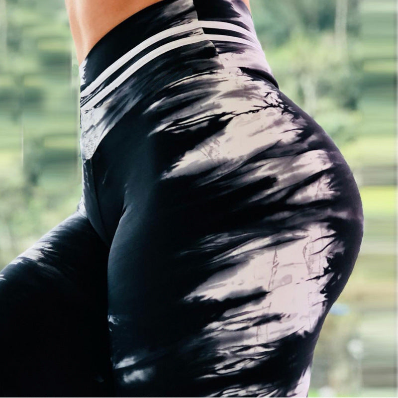 Water Drop Sweat Bead High-waist Printed Base Sports Yoga Pants