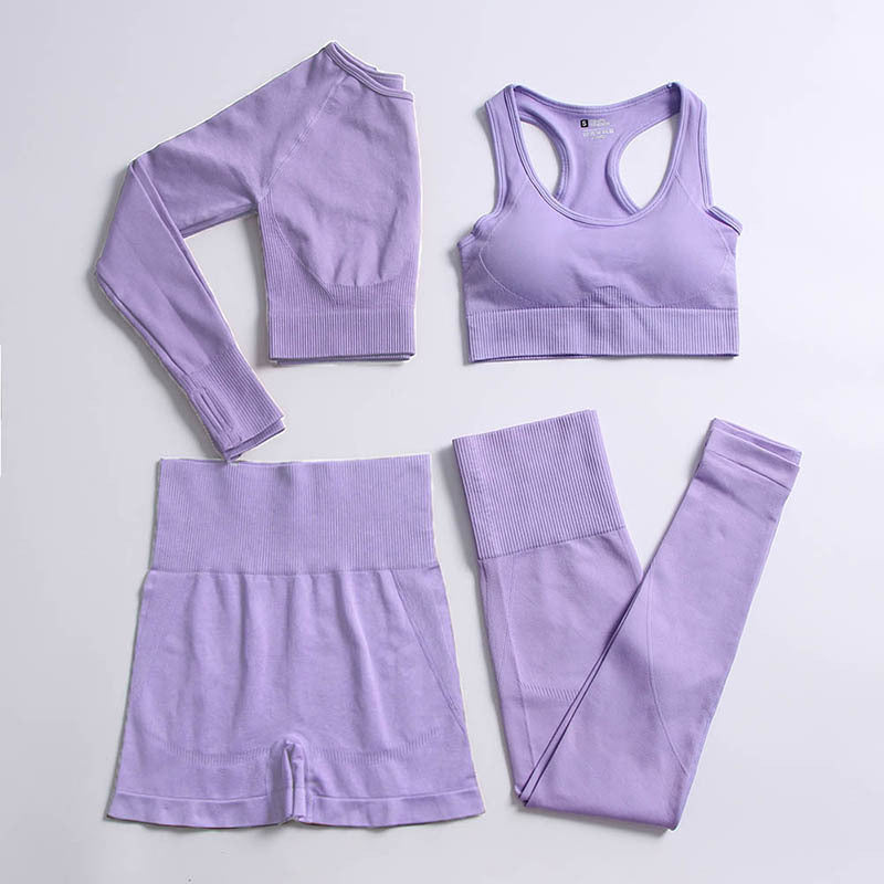 Seamless Yoga Suit Sports Knitted Four-piece Yoga Suit