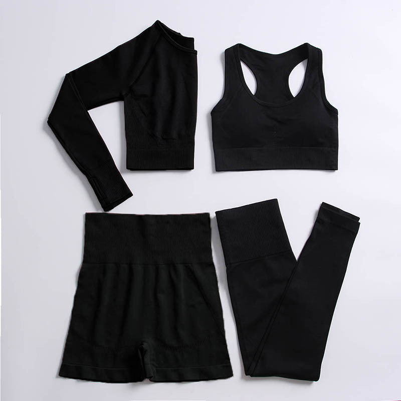 Seamless Yoga Suit Sports Knitted Four-piece Yoga Suit