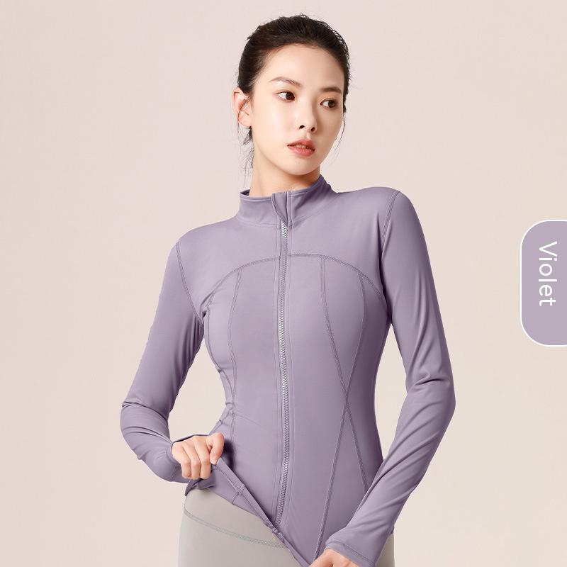 Yoga Clothes Sports Jacket Nylon Long Sleeve Stand Collar Zipper Running Fitness Clothes