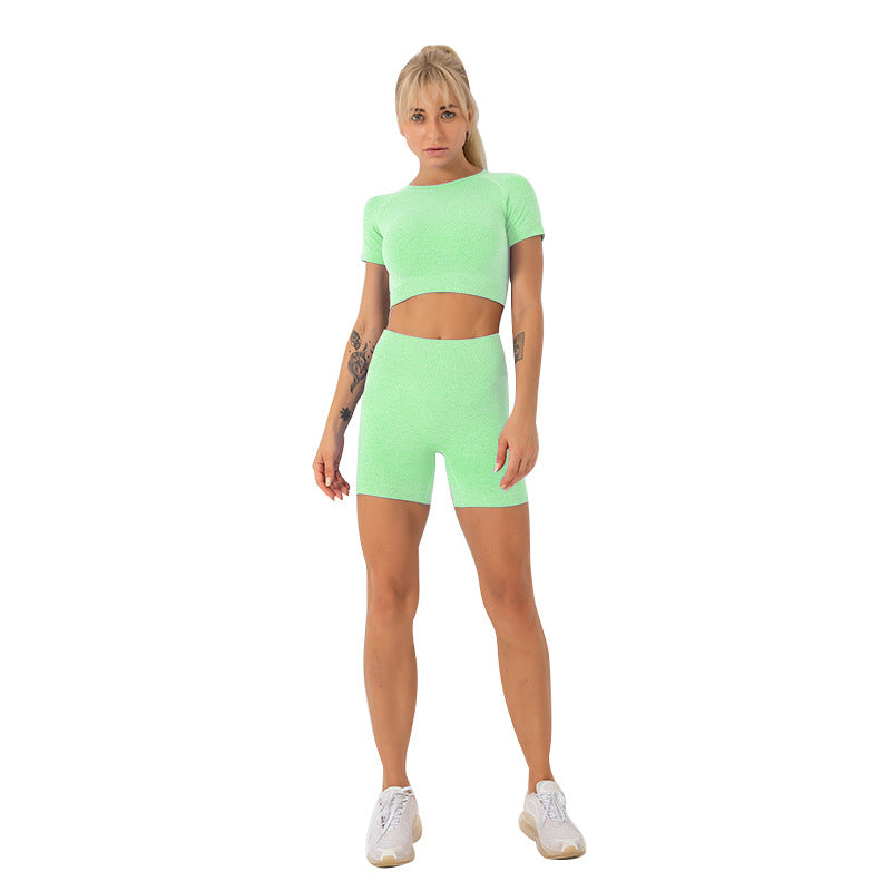 Solid Color Sports Shorts Short Sleeve Yoga Suit