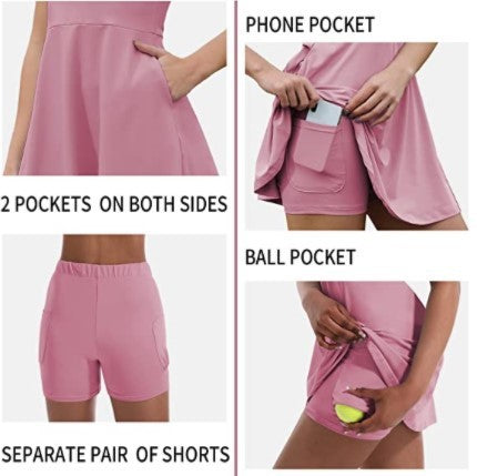 Women's Tennis Skirt With Built-in Shorts Dress