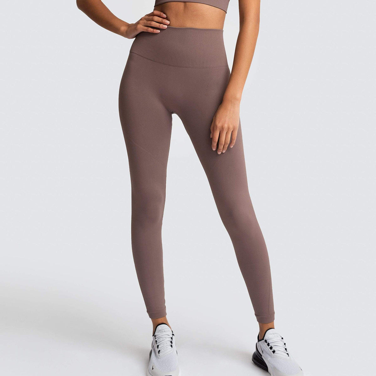 Knitted seamless long sleeve yoga exercise suit