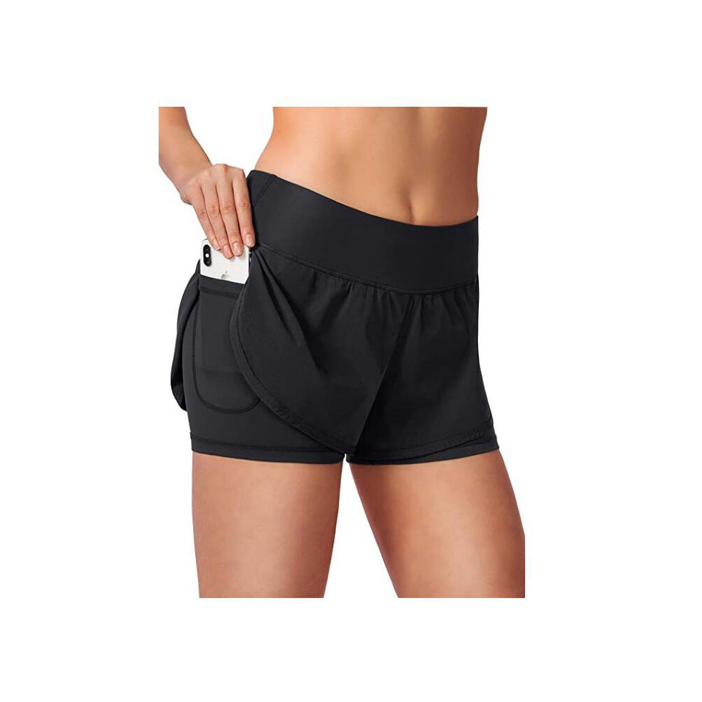 Yoga Fake Two-piece Double-layer Anti-light Shorts
