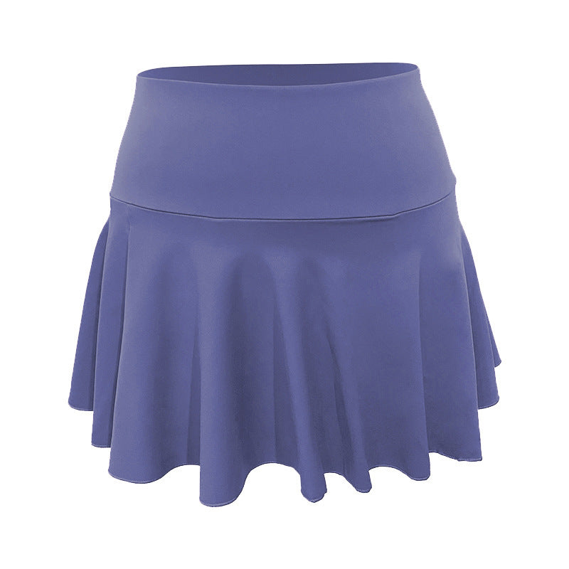 Nude Fake Two-piece Pleated Sports Tennis Skirt