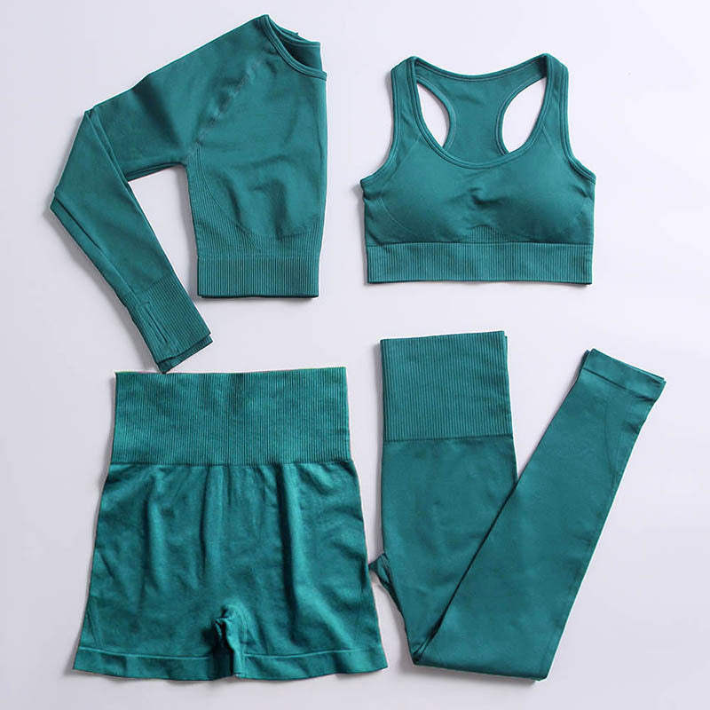 Seamless Yoga Suit Sports Knitted Four-piece Yoga Suit