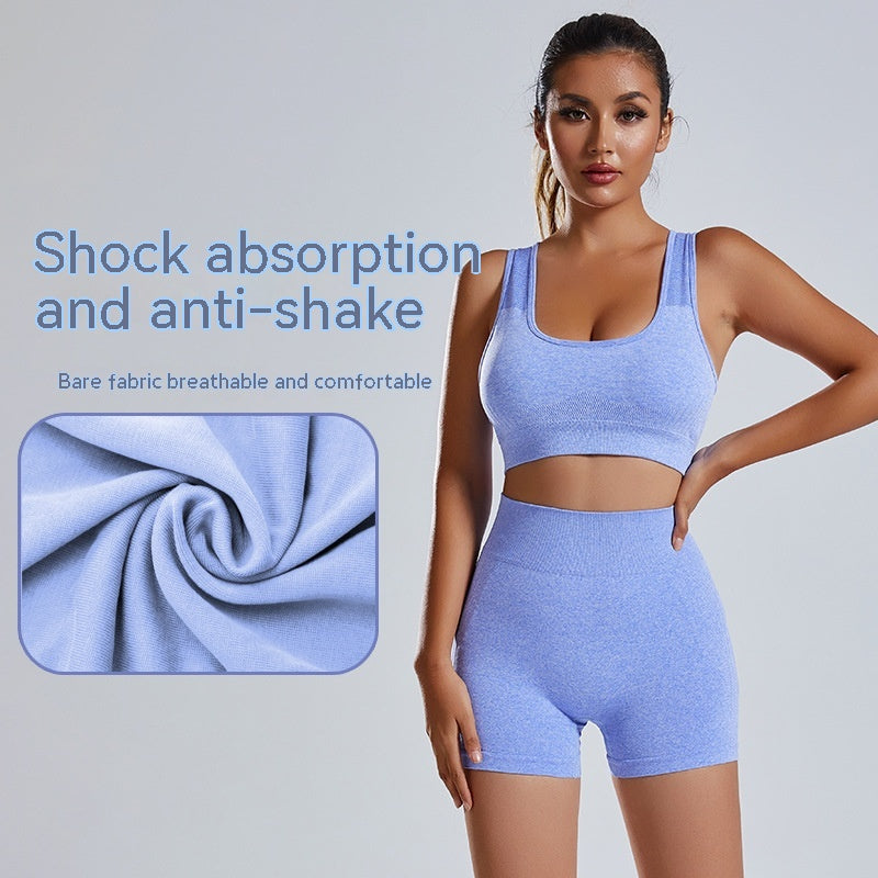 Summer Seamless Knitted Exercise Yoga Clothes Suit