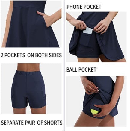 Women's Tennis Skirt With Built-in Shorts Dress