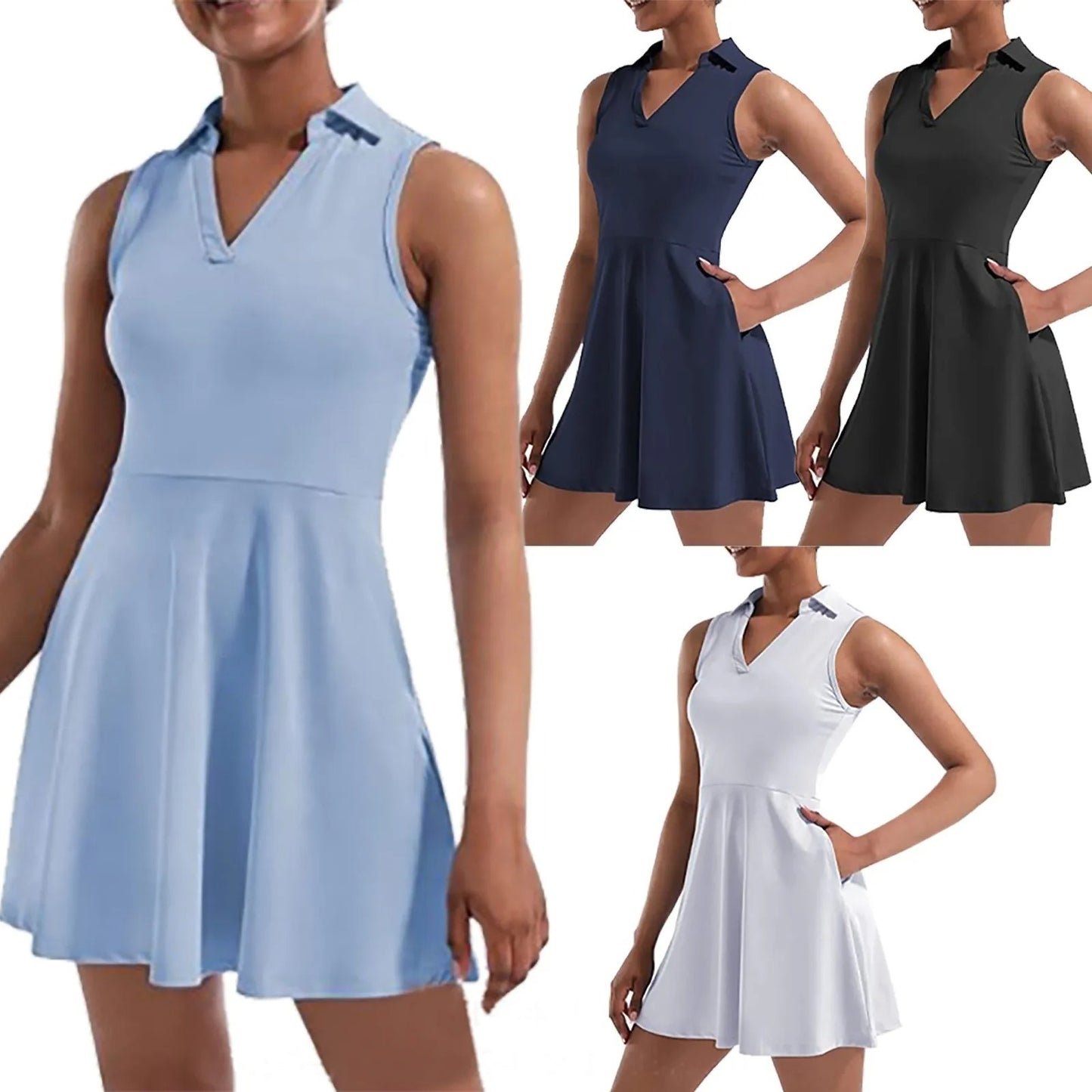 Women's Tennis Skirt With Built-in Shorts Dress