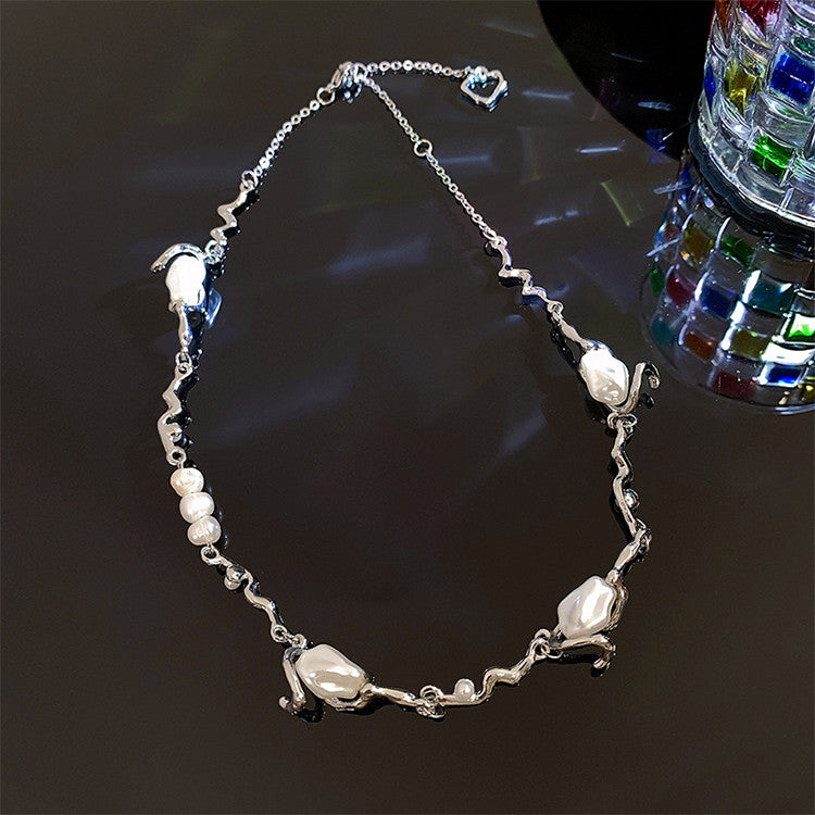 Pearl Irregular Patchwork Necklace Design